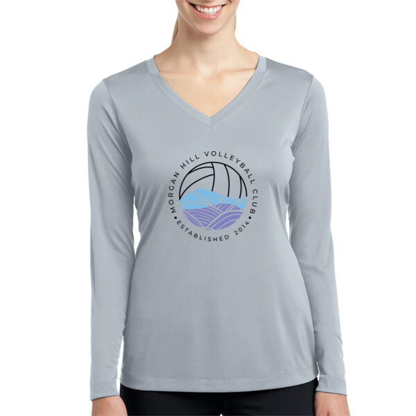 Morgan Hill Volleyball Club - Ladies Long Sleeve PosiCharge Competitor V Neck Tee Thumbnail